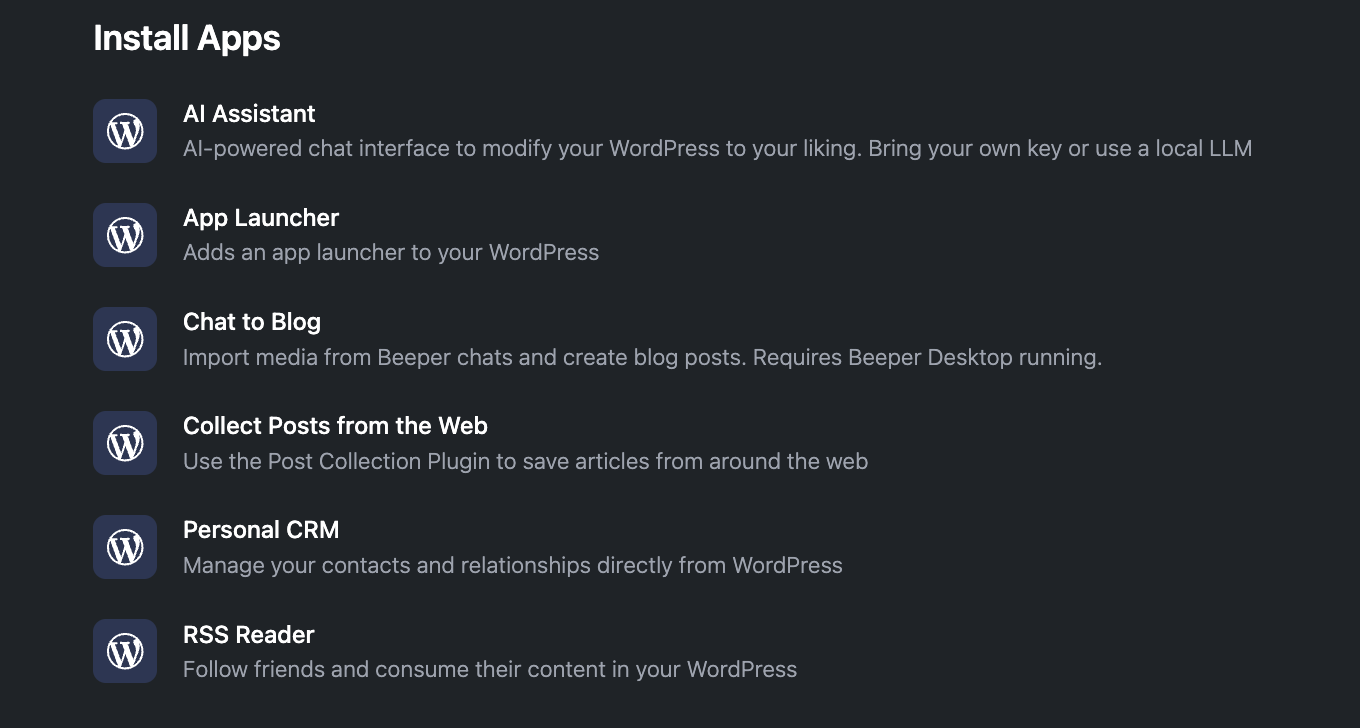 My WordPress App Catalog